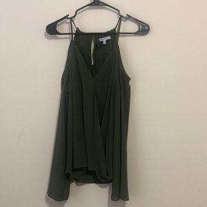 Olive Green cut out shoulder blouse.